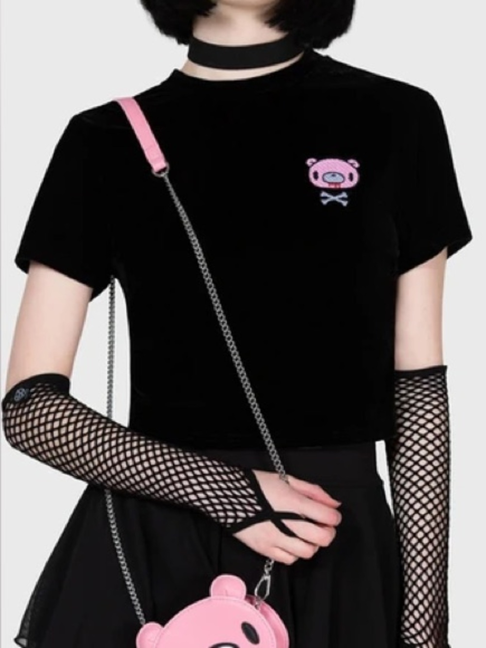 KILLSTAR x gloomy bear crop top velvet small
